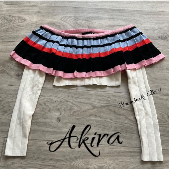 Akira Sweater Knit Bolero  Top  Colorful Pleated Size Small - Picture 3 of 12